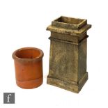 An early 20th Century stoneware chimney pot of square form, height 64cm and 33cm square, together