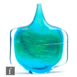 A 1970s Mdina glass Fish vase after designs by Michael Harris, of compressed globe and shaft form