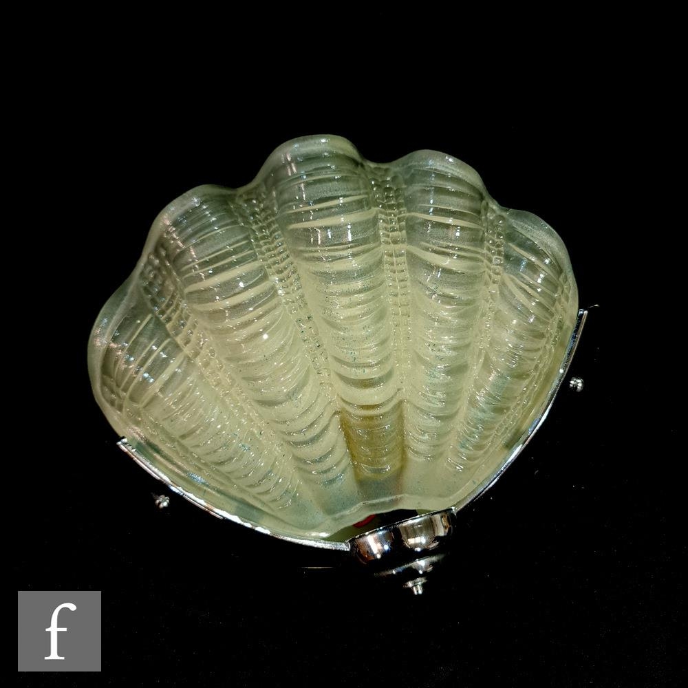 Two 1930s Art Deco light fittings, to include a quatrefoil shell shaped frosted glass ceiling - Image 2 of 3