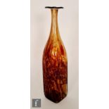 A later 20th Century Mdina glass tortoiseshell bottle vase, of square section, decorated with