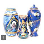 Three 1920s / 1930s Art Deco Carlton Ware vases of varying form, the first a Wiltshaw and Robinson