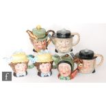 Six assorted Beswick character teapots comprising two Dolly Vardon 1203, two Peggatty 1116, Sam