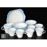 A collection of assorted 1930s Shelley Art Deco Regent shaped teawares comprising six cups, six