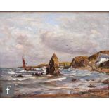 W. S. BOYCE (LATE 19TH CENTURY) - A rocky coastline with sailing boat setting off, oil on canvas,