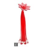 A large contemporary Murano type glass vase, the elongated body with a slightly curved neck