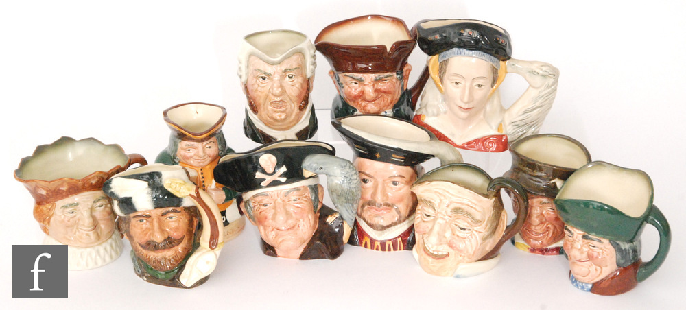 Ten assorted smaller Royal Doulton character jugs to include The Trapper D6612, Honest Measure, Long