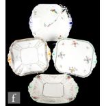Four 1930s Art Deco Shelley Queen Anne shaped cake or bread and butter plates comprising one in