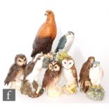 Six assorted Royal Doulton Whyte and Mackay Scotch Whisky models of birds comprising a Kestrel,