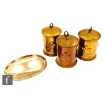 Three early 20th Century Carl Deffner Esslingen copper and brass storage canisters in the