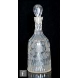 An 18th Century decanter of mallet form with Jacobite decoration including a six petalled rose and a