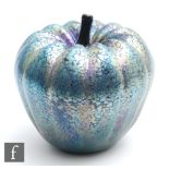 A contemporary Okra glass pumpkin, the whole in a purple iridescence with an all over mottling,