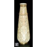 A 19th Century continental opalescent glass vase, possibly Baccarat, of tapered sleeve form,