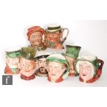 Eight assorted Beswick character jugs comprising Falstaff 2095, Sairey Gamp 371, two Tony Weller