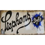 A vintage enamel double sided advertising sign, one side with text 'Stephen's Ink', the reverse '