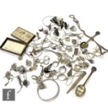 A parcel lot of assorted silver and white metal jewellery to include stones set rings, bangles,