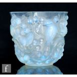 A Rene Lalique vase in the Avalon pattern circa 1927, Marcilac 986, of cylindrical form heavily