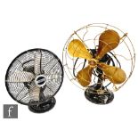 A Veritys single phase A C desk or table fan, serial no B365, four blades, height 56cm, and a