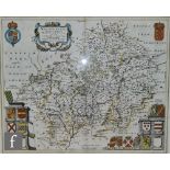 WILLEM JANSZOON BLAEU - 'Wigorniensis Warwicensis - Worcestershire and Warwickshire', hand colured