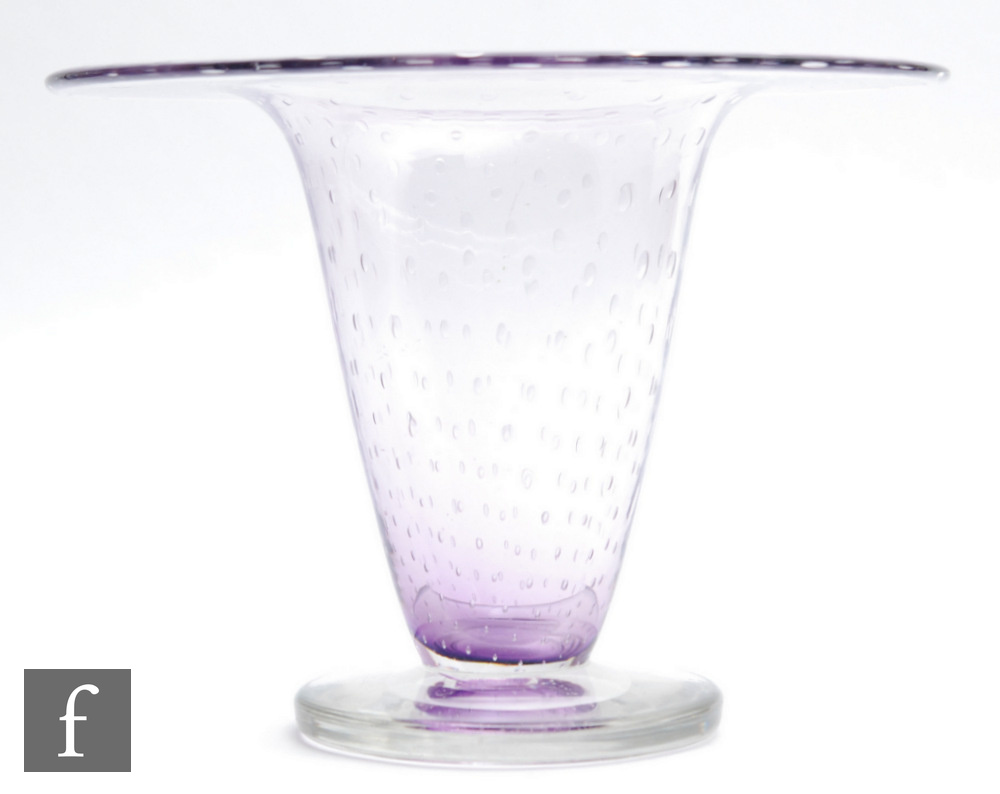 A 1930s Stevens and Williams Royal Brierley glass vase designed by Keith Murray, the clear