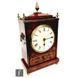 A George IV brass inlaid mahogany bracket clock with circular white panted dial, single fusee