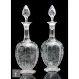 A pair of late 19th Century Stevens & Williams Rock Crystal type decanters circa 1890, the footed