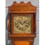 An 18th Century and later stained pine longcase clock with a thirty hour movement, the later altered