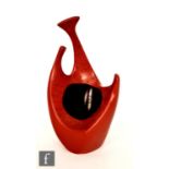 A 1950s Colin Melbourne for Beswick shape 1397 Trifid vase of asymmetric form, the whole glazed in