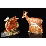 Two boxed Royal Crown Derby paperweights comprising Pronghorn Antelope numbered 283 from a limited