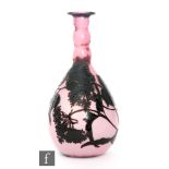 An early 20th century cameo glass vase by Bendor, of ovoid form with ribbed collar neck, cased in
