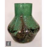 A 1930s Monart stone ware glass vase of shouldered ovoid form with collar neck, shape GA,