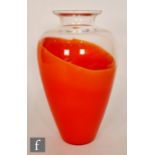 A later 20th Century Italian Murano glass vase, of tapered ovoid form, rising to a flared rim, the