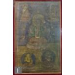 An 18th/19th Century Tibetan Amitayus thangka fragment, distemper on cloth, depicting the