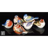 Six boxed Royal Crown Derby paperweights comprising Chelford Chaffinch, Chaffinch, Goldcrest, Garden