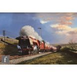 BARRY G. PRICE (CONTEMPORARY) - The steam train The Caledonian 46229 passing Scout Green signal