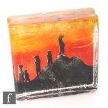 A contemporary Caithness Safari Sandcasts collection Meerkat Lookout glass sandcast slab, of