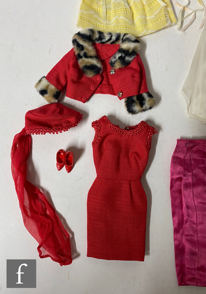 Four 1960s Mattel Barbie fashions, Matinee Fashion comprising red sheath dress, fur trimmed - Image 5 of 5