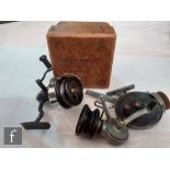 A Hardy 'Hardex No.2 Mk I' fixed spool reel with half bail arm in original card box, also an Allcock