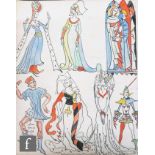 ALBERT WAINWRIGHT (1898-1943) - A study of costume designs from an English wall painting of the 14th