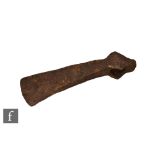 A large Viking curved iron axe head of Eastern style reputedly circa 10/11th Century, length 24.5cm.