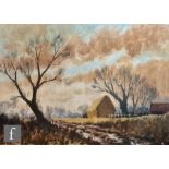 PERCY HIPKISS, RBSA (1912-1995) - 'Winter Sunset', oil on board, signed, signed and titled on