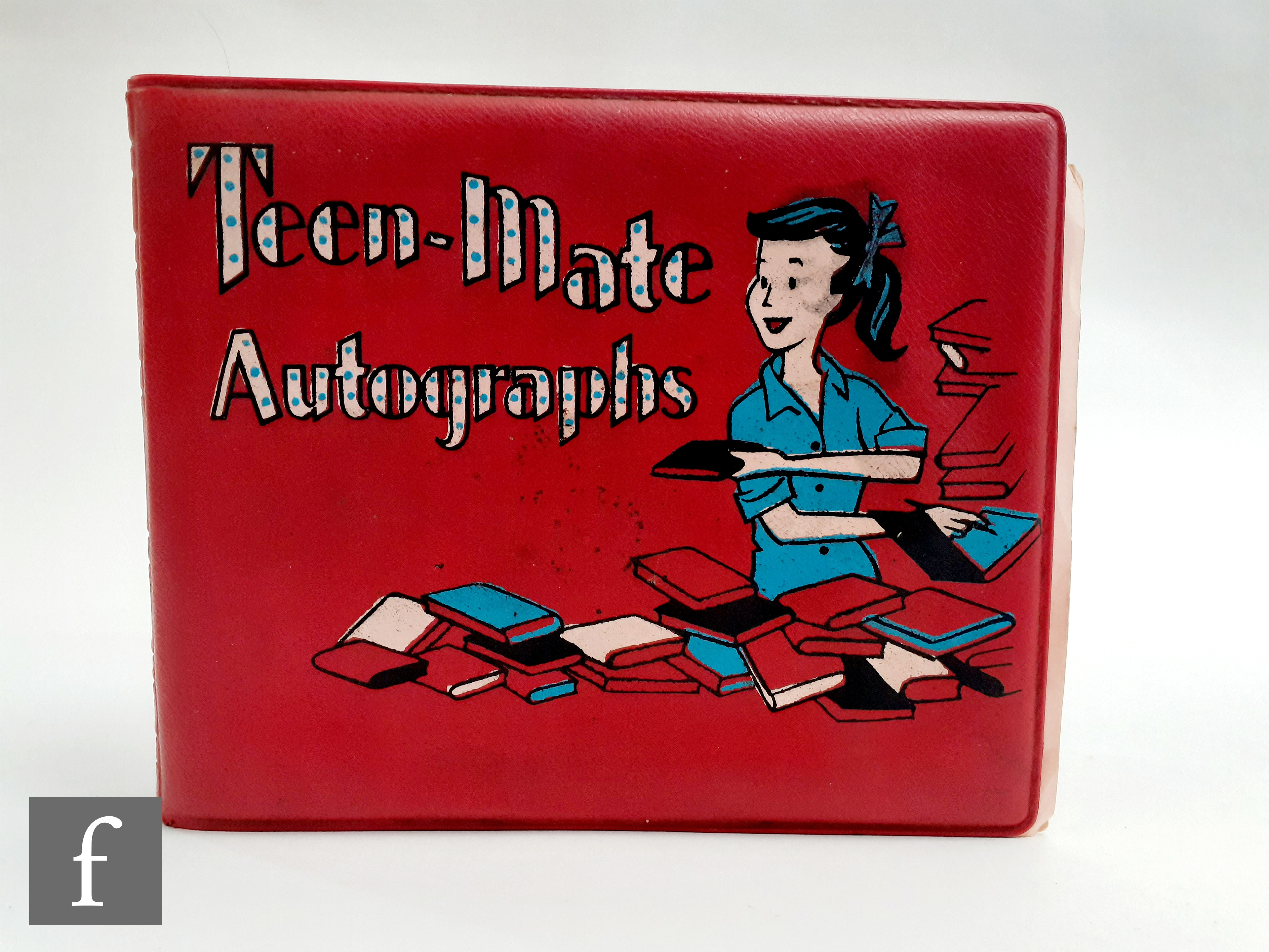 A 1960s autograph book, the Teen Mate book enclosing thirty individual signatures, some are signed