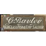 A 1930s Art Deco framed stencilled effect white glass opaque advertising sign for G Bayley High