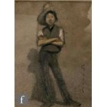 SNOW GIBBS ( 1882-1970) - 'Street Urchin', pastel drawing on grey paper, signed, framed, 31cm x 22.