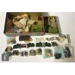 A collection of assorted Britains accessories to include flowers, fences, bushes and crazy paving,