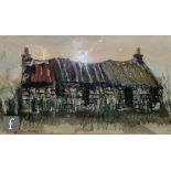 JAMES MILLER, RSA, RWS (1893-1987) - An old stone cottage, watercolour, signed, framed, 17cm x 29cm,