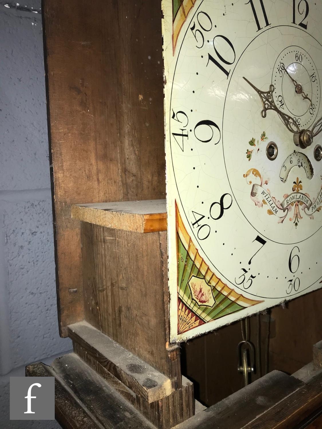 An early 19th Century oak longcase clock with an eight day movement striking on a bell, the case - Image 7 of 7