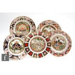 Five boxed limited edition Royal Crown Derby cabinet plates comprising 1997, 1998, 1999 and 2000