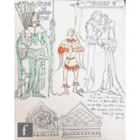 ALBERT WAINWRIGHT (1898-1943) - A study for Edward II with sketches of costume designs, to the