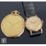 A gentleman's 9ct Rodania wrist watch, Arabic numerals and batons to a circular dial, case