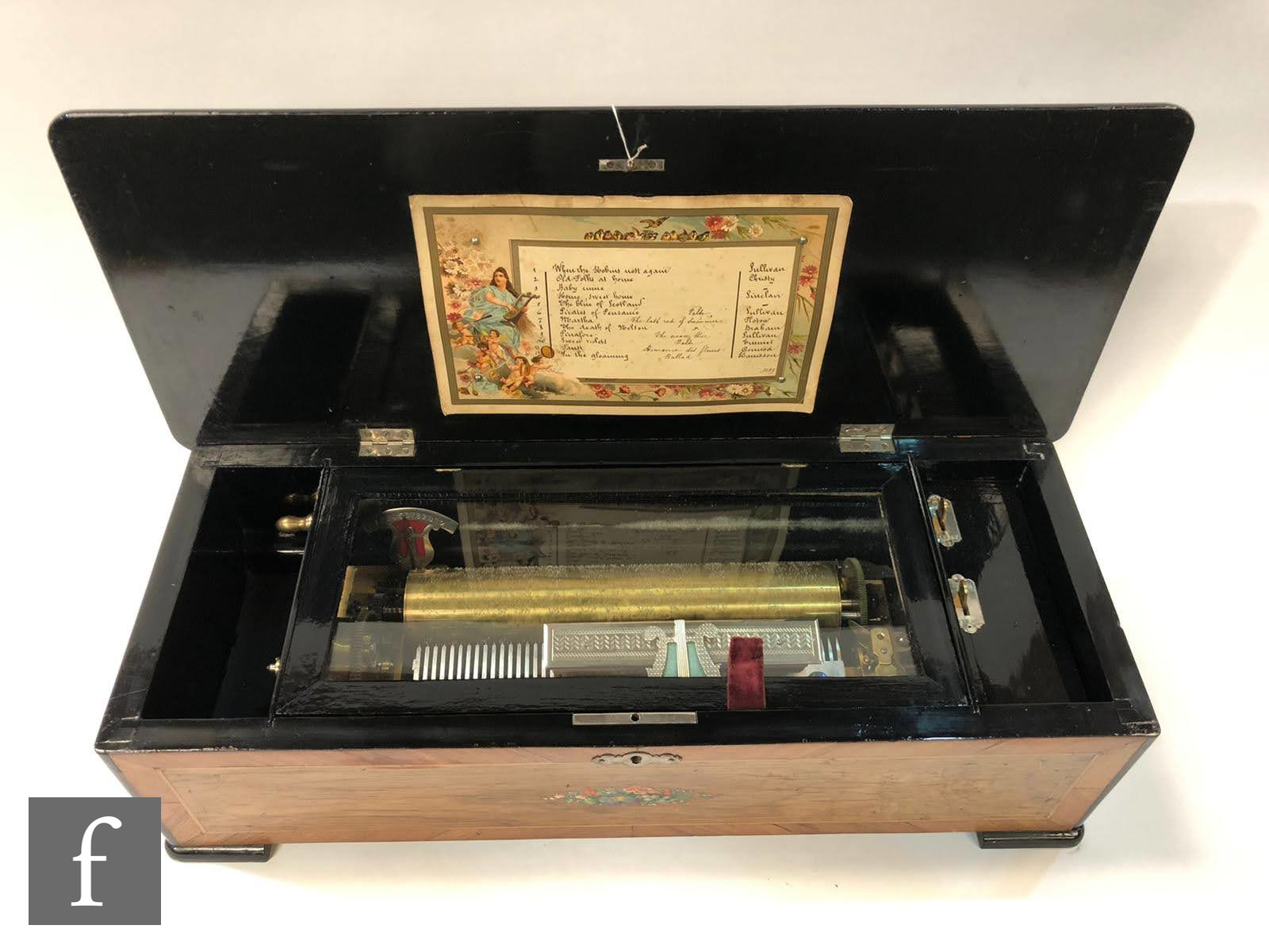 A musical box playing twelve airs, serial No 9289, with original tune card, 27cm cylinder, and - Image 2 of 2